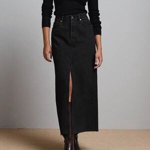 Black Midi Denim Skirt